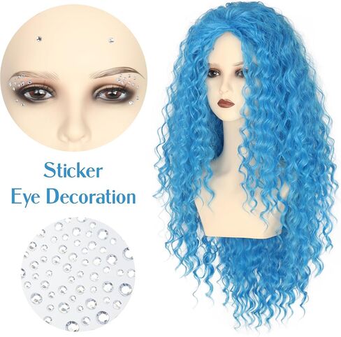 Miss U Hair Girls Long Curly Blue Wig Child Kids Cosplay Halloween Wig in Saudi Arabia