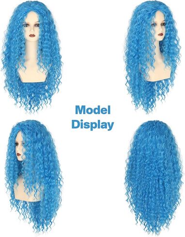 Miss U Hair Girls Long Curly Blue Wig Child Kids Cosplay Halloween Wig in Saudi Arabia