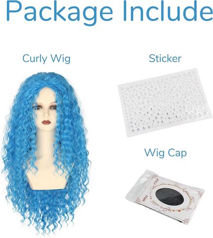 Miss U Hair Girls Long Curly Blue Wig Child Kids Cosplay Halloween Wig in Saudi Arabia