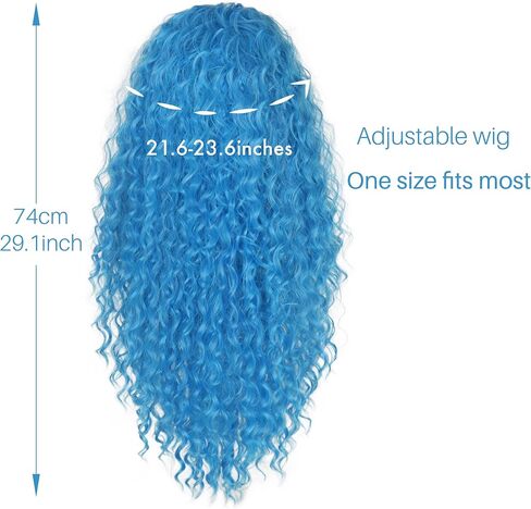 Miss U Hair Girls Long Curly Blue Wig Child Kids Cosplay Halloween Wig in Saudi Arabia