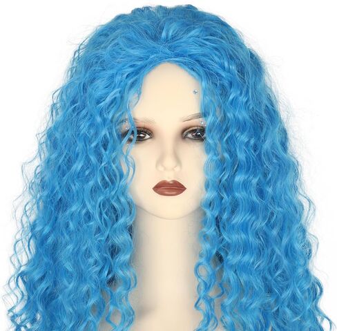 Miss U Hair Girls Long Curly Blue Wig Child Kids Cosplay Halloween Wig in Saudi Arabia