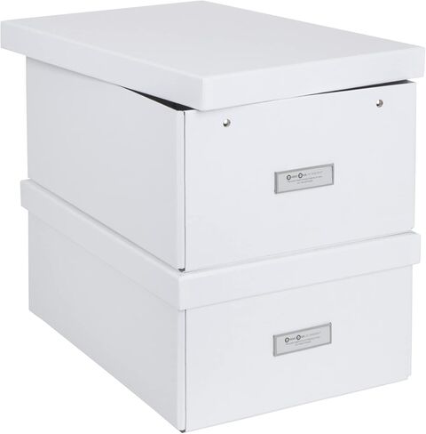 Bigso Katia Collapsible Storage Box | Photo Storage Box with Labelframe for Identification | Simple Assembly without Tools | Decorative Storage Boxes with Lids | 11.3″ x 15.4″ x 6.4″ | 2 Pack | White in Saudi Arabia