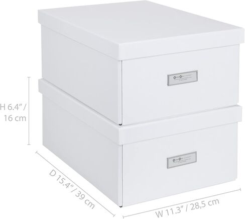 Bigso Katia Collapsible Storage Box | Photo Storage Box with Labelframe for Identification | Simple Assembly without Tools | Decorative Storage Boxes with Lids | 11.3″ x 15.4″ x 6.4″ | 2 Pack | White in Saudi Arabia