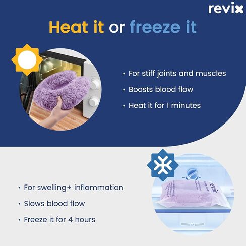 REVIX وسادة تسخين للرقبة قابلة للاستخدام في الميكروويف، وسادة رقبة بالميكروويف علاج حراري رطب، لفافة رقبة ساخنة لتخفيف آلام الرقبة والكتف، وسادة علاجية لتوتر التوتر مع بذور الكتان، خيط تنظيف الأسنان in Saudi Arabia