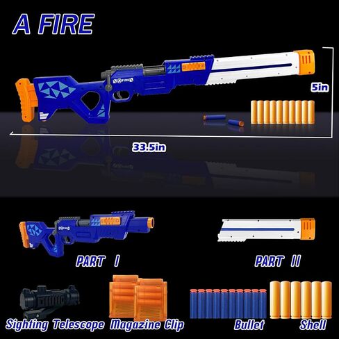 Toy Gun Pull Bolted Foam Blasters Soft Bullet Technological Cartoon Jumping Empty Shell Design with Scope 12 Shell 40 Soft Darts 2 Magazines for Boys Girls Teen Adults Indoor Outdoor Play in Saudi Arabia