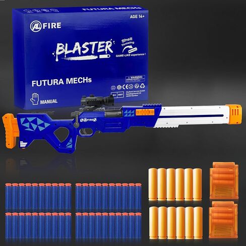 Toy Gun Pull Bolted Foam Blasters Soft Bullet Technological Cartoon Jumping Empty Shell Design with Scope 12 Shell 40 Soft Darts 2 Magazines for Boys Girls Teen Adults Indoor Outdoor Play in Saudi Arabia
