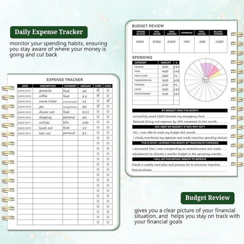 Undated Monthly Budget Planner - 12 Month Budget Book With Expense & Bill Tracker, Money Budgeting Notebook To Effectively Manage Your Finances - Green in Saudi Arabia