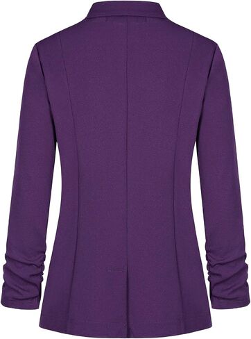 MINTLIMIT Women's Casual Blazer 3/4 Ruched Sleeve Open Front Button Work Office Blazer Jackets with Pockets in Saudi Arabia
