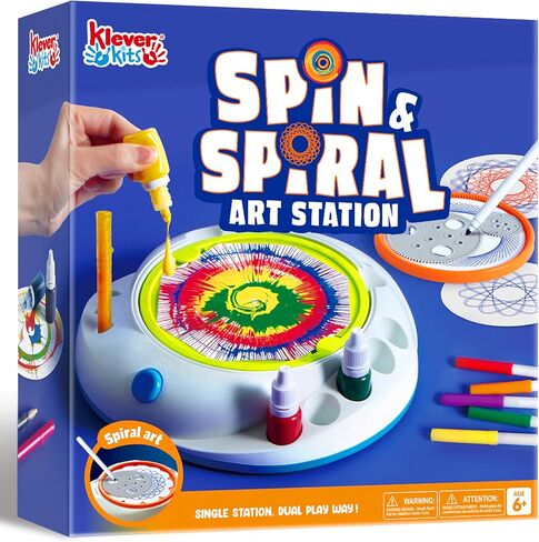 Klever Kits Paint Spin Art للأطفال، طقم الآلة، الفنون والحرف اليدوية للبنين والبنات، مجموعة هدايا فنية للأطفال من عمر 6 إلى 9 سنوات، مجموعات ألعاب الرسم الدوار للأولاد والبنات in Kuwait