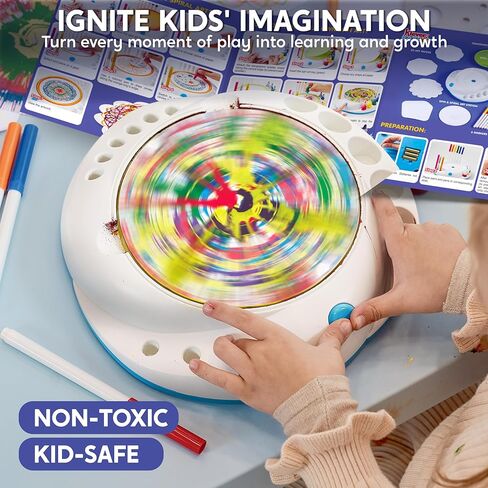 Klever Kits Paint Spin Art للأطفال، طقم الآلة، الفنون والحرف اليدوية للبنين والبنات، مجموعة هدايا فنية للأطفال من عمر 6 إلى 9 سنوات، مجموعات ألعاب الرسم الدوار للأولاد والبنات in Kuwait