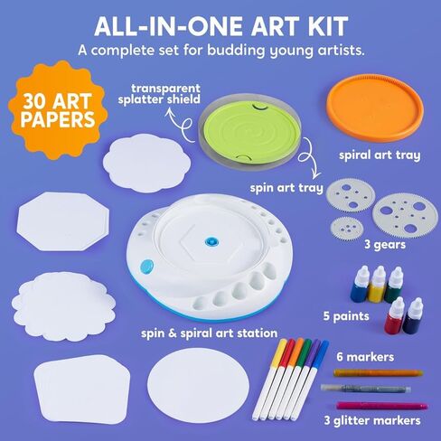 Klever Kits Paint Spin Art للأطفال، طقم الآلة، الفنون والحرف اليدوية للبنين والبنات، مجموعة هدايا فنية للأطفال من عمر 6 إلى 9 سنوات، مجموعات ألعاب الرسم الدوار للأولاد والبنات in Kuwait