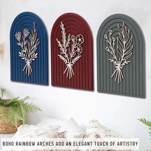 KIOSSUT 4 Pack Wood Wall Planter Vase with 12 Artificial Eucalyptus, Wood Wall Vase for Faux Greenery Plants, Plant Wall Decor for Living Room Bathroom Office Bedroom Home Office Kitchen Decoration in Saudi Arabia