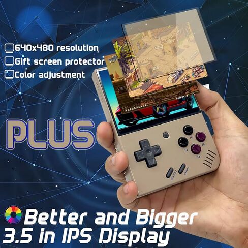 Miyoo Mini Plus Handheld Game Console 3.5-inch 640*480 IPS Screen 3000mAh Compatible with Multiplayer Portable Case Retro Gray in Saudi Arabia