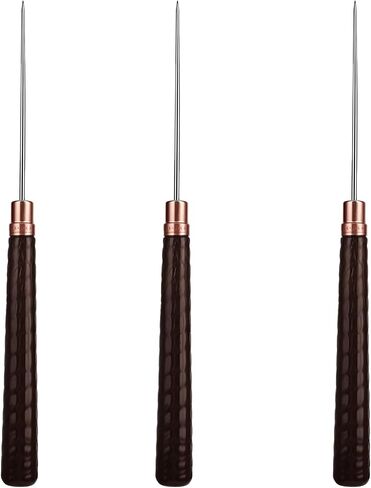 3 Pcs Leather Awl Wooden Handle Scratch Awl Tailors Awl Leather Hole Punch Awl Craft Hole Punch Sewing Piercing Awl Needle Tools Craft Repair Set for DIY Handmade Stitch in Saudi Arabia