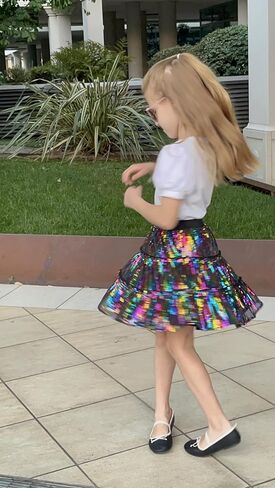 Rolanko Girls Sequin Skirt Kids Elastic Waist A-Line Sparkly Ruffle Skirt with Lining for Party Dance in Saudi Arabia