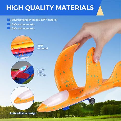 3 Pack Airplane Launcher Toys, LED Foam Glider Catapult Plane Toy for Boys with 2 Flight Modes DIY Stickers Outdoor Sport Flying Toys Birthday Gifts for Girls Boys 4 5 6 7 8 9 10 11 12 Year Old in Saudi Arabia