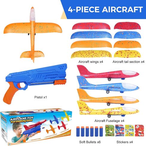 3 Pack Airplane Launcher Toys, LED Foam Glider Catapult Plane Toy for Boys with 2 Flight Modes DIY Stickers Outdoor Sport Flying Toys Birthday Gifts for Girls Boys 4 5 6 7 8 9 10 11 12 Year Old in Saudi Arabia