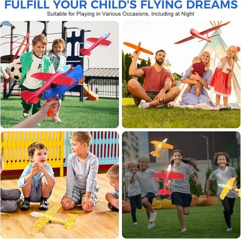 3 Pack Airplane Launcher Toys, LED Foam Glider Catapult Plane Toy for Boys with 2 Flight Modes DIY Stickers Outdoor Sport Flying Toys Birthday Gifts for Girls Boys 4 5 6 7 8 9 10 11 12 Year Old in Saudi Arabia