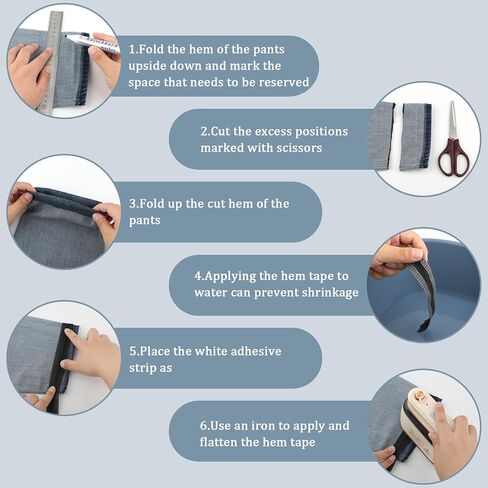 Iron-on Instant Hem Tape 2 Rolls 5.5 Yard, Permanent No Sew Hemming Tape, Trousers Edge Modified Strips, Washable Hem Adhesive Tape, Fabric Fuse Tape for Sewing Pants, Curtain Hem, Tablecloth (Black) in Kuwait