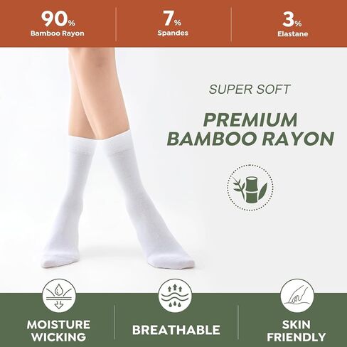 Womens Dress Socks, Bamboo Rayon Thin Soft Crew Socks for Business, Trouser, Casual, Non-Binding, Breathable 3 Pairs in Saudi Arabia