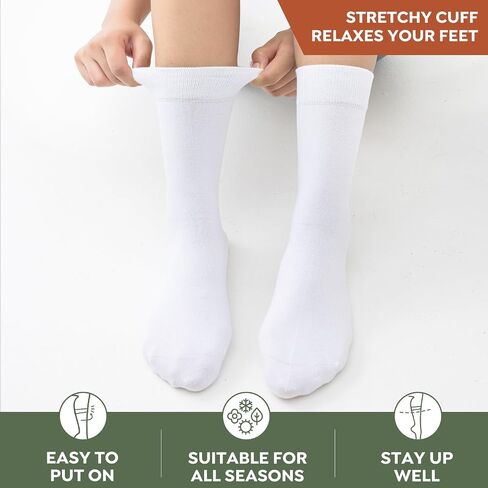 Womens Dress Socks, Bamboo Rayon Thin Soft Crew Socks for Business, Trouser, Casual, Non-Binding, Breathable 3 Pairs in Saudi Arabia