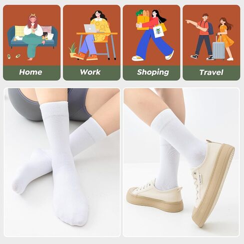Womens Dress Socks, Bamboo Rayon Thin Soft Crew Socks for Business, Trouser, Casual, Non-Binding, Breathable 3 Pairs in Saudi Arabia