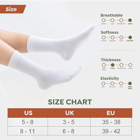Womens Dress Socks, Bamboo Rayon Thin Soft Crew Socks for Business, Trouser, Casual, Non-Binding, Breathable 3 Pairs in Saudi Arabia