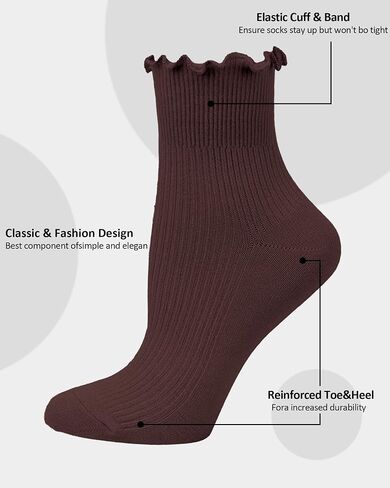 Beieverluck 12 Pairs Ruffle Socks Women Frilly Socks Ruffle Ankle Socks Cute Crew Socks Cotton Fall Socks for Women in Saudi Arabia