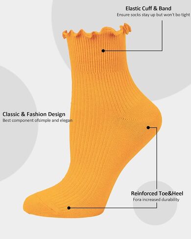 Beieverluck 12 Pairs Ruffle Socks Women Frilly Socks Ruffle Ankle Socks Cute Crew Socks Cotton Fall Socks for Women in Saudi Arabia
