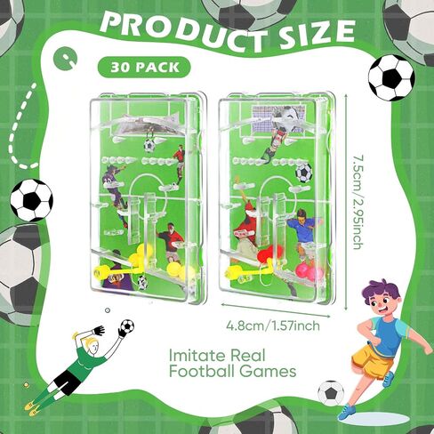 30 Pcs Mini Pinball Machine Soccer Pinball Game Maze Puzzles for Kids Classroom School Prizes Exchange Party Favors Toys Stuffers(Football) in Saudi Arabia