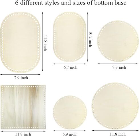 6 قطع 3 أنماط حقيبة كروشيه خشبية أسفل سلة كروشيه بيضاوية الشكل قاعدة خشبية فارغة سلة خشبية قيعان المشكل ل DIY سلة النسيج لوازم الكروشيه DIY حقيبة حقائب الكتف صنع المحفظة in Kuwait