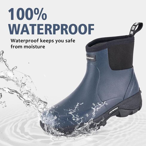 WOVENPAK Men's Rain Boots, Ankle Height Rubber Garden Shoes, Neoprene Mud Boots, Waterproof Insulated Work Booties for Gardening, Hunting, Farming, Camping and Yard in Saudi Arabia