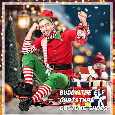 Elf Christmas Costume Shoes Men's The Elf Shoes Leather Shoes Movie Elf Shoes for Halloween Costume Holiday Christmas Party in Saudi Arabia