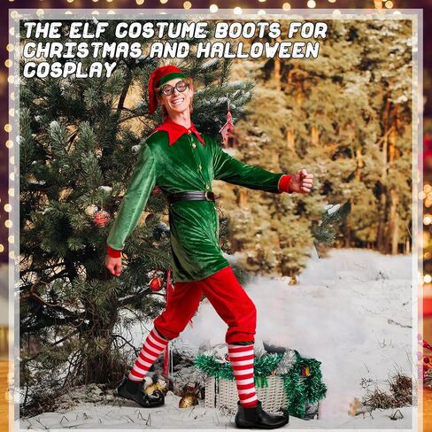 Elf Christmas Costume Shoes Men's The Elf Shoes Leather Shoes Movie Elf Shoes for Halloween Costume Holiday Christmas Party in Saudi Arabia