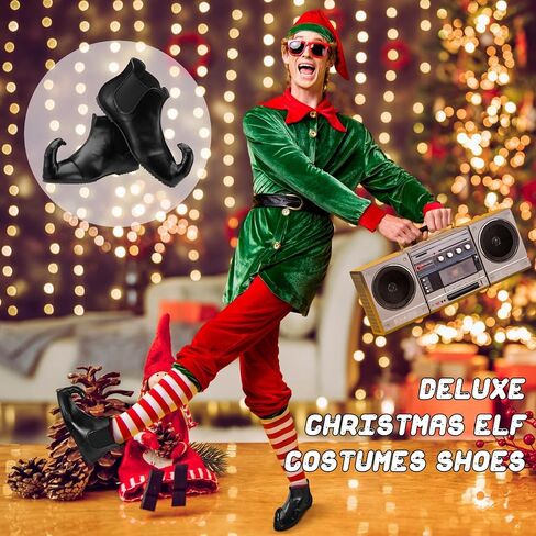 Elf Christmas Costume Shoes Men's The Elf Shoes Leather Shoes Movie Elf Shoes for Halloween Costume Holiday Christmas Party in Saudi Arabia