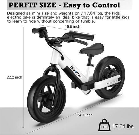 Hiboy BK1 Electric Balance Bike for Kids, 12 Inch Tires, 150W Peak Motor, Adjustable Seat, 21.6V/2.6Ah Battery, Electric Bike for Kids Ages 3-5 in Kuwait