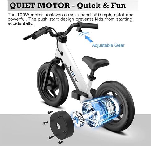 Hiboy BK1 Electric Balance Bike for Kids, 12 Inch Tires, 150W Peak Motor, Adjustable Seat, 21.6V/2.6Ah Battery, Electric Bike for Kids Ages 3-5 in Kuwait