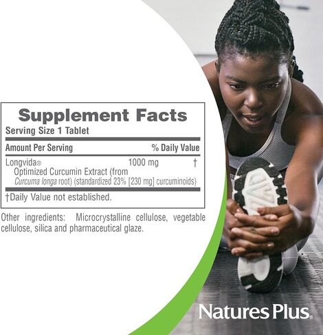 NaturesPlus PRO Longvida Curcumin 1000 mg - 60 قرصًا - يعزز الحماية الصحية من الجذور الحرة - غير معدل وراثيًا، نباتي وخالي من الغلوتين - 60 وجبة in Saudi Arabia