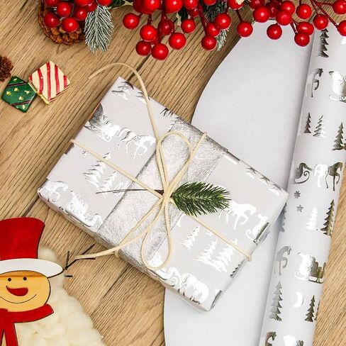 Homeral Christmas Wrapping Paper Roll - 46.8sq.ft. 3D Embossed Silver Foil Snowflakes on White for Christmas, Winter Holiday, Party, New Year Celebration- 17in x 33ft in Saudi Arabia