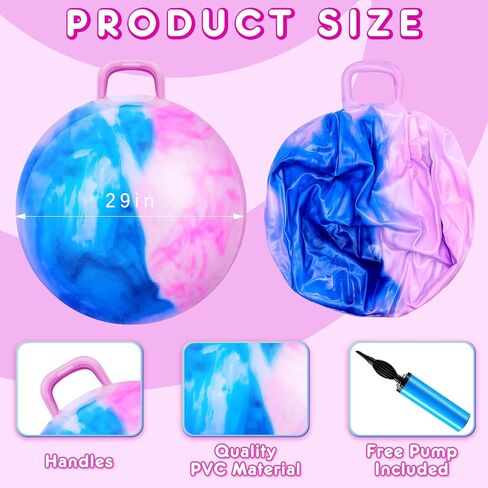 Lewtemi Hopper Ball, 29 Inch Bouncing Ball with Handle, Jumping Hopping Ball, Exercise Ball and Air Pump for Adults Outdoors Sports Games Exercise (Blue Green Gradient) in Saudi Arabia
