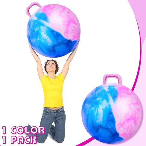 Lewtemi Hopper Ball, 29 Inch Bouncing Ball with Handle, Jumping Hopping Ball, Exercise Ball and Air Pump for Adults Outdoors Sports Games Exercise (Blue Green Gradient) in Saudi Arabia