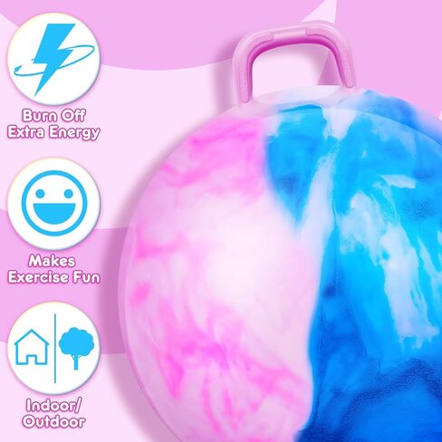 Lewtemi Hopper Ball, 29 Inch Bouncing Ball with Handle, Jumping Hopping Ball, Exercise Ball and Air Pump for Adults Outdoors Sports Games Exercise (Blue Green Gradient) in Saudi Arabia