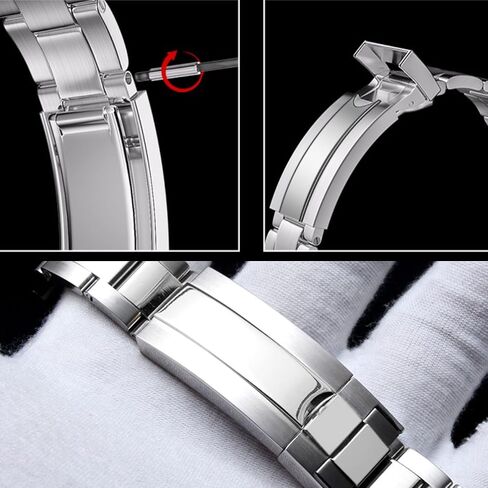 20mm 22mm Watch Band for Men Screw-In Stainless Steel Premium Metal Watch Band Universal Straight with Curved Ends Replacement Strap Deployment Buckle in Kuwait
