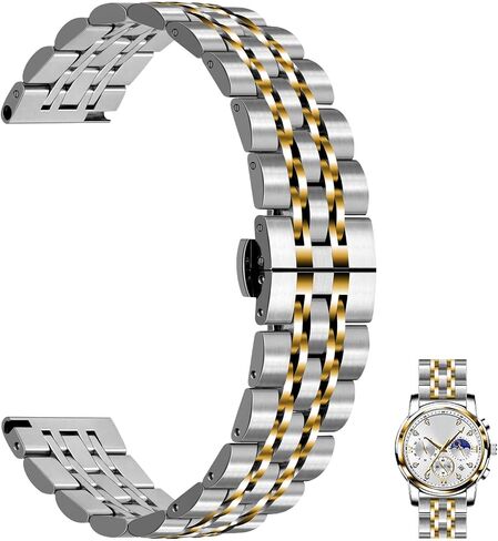 Juntan 7 Beads Quick Release Watch Band, 20mm 22mm Stainless Steel Watch Strap for Men Women, Adjustable Business Metal Watch Bracelet with Butterfly Clasp Multiple Colors in Saudi Arabia