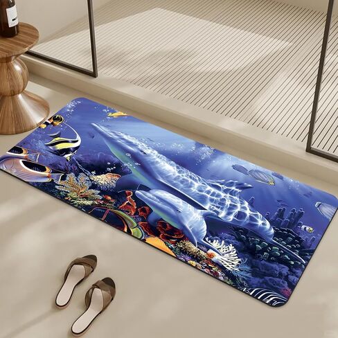 Bathroom mat Non Slip Rubber Quick Dry Bath mat, Non Slip Quick Dry Bathroom mat, Super Absorbent Bath mat, Rubber Bathroom mat Bath Rugs, Shower Mat Bathroom Floor Mat, 15.7x23.6in, Dolphin in Saudi Arabia