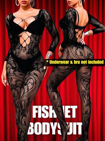 Sexy Lingerie For Women, Body Stockings Exotic Wear Dancer Outfits, Full Fishnet Bodysuit Glow Party Rave Plus Size in Saudi Arabia