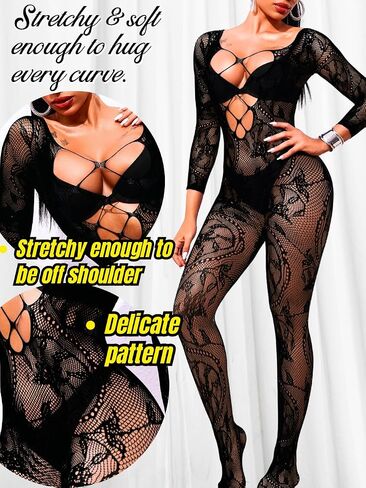 Sexy Lingerie For Women, Body Stockings Exotic Wear Dancer Outfits, Full Fishnet Bodysuit Glow Party Rave Plus Size in Saudi Arabia