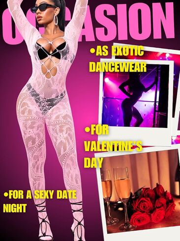Sexy Lingerie For Women, Body Stockings Exotic Wear Dancer Outfits, Full Fishnet Bodysuit Glow Party Rave Plus Size in Saudi Arabia