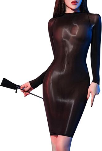 HTRUIYA Women's Oil Shiny Bodystocking for Women Sheer Body Stockings Full Body Stocking Lingerie Dress in Kuwait
