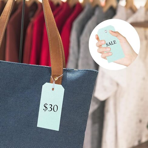150 Pcs Paper Tag with Elastic String 4 3/4" X 2 3/8" Blank Shipping Tags with Reinforced Hole Price Tags Hang Tags with String Attached Large Marking Tags Gift Tags for Labeling Christmas(Light blue) in Saudi Arabia